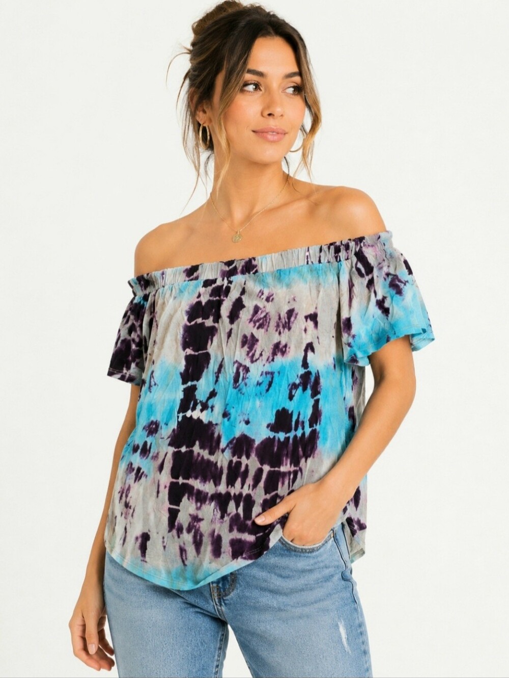 Off Shoulder Blouse Tie Dye